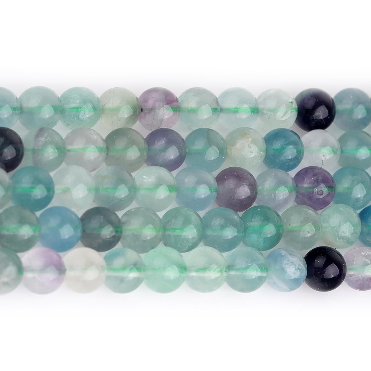GEM-Inside Natural 6mm Mixed Color Fluorite Round Gemstone Semi Precious Loose Beads for Jewellery Making 15'' - Image 2