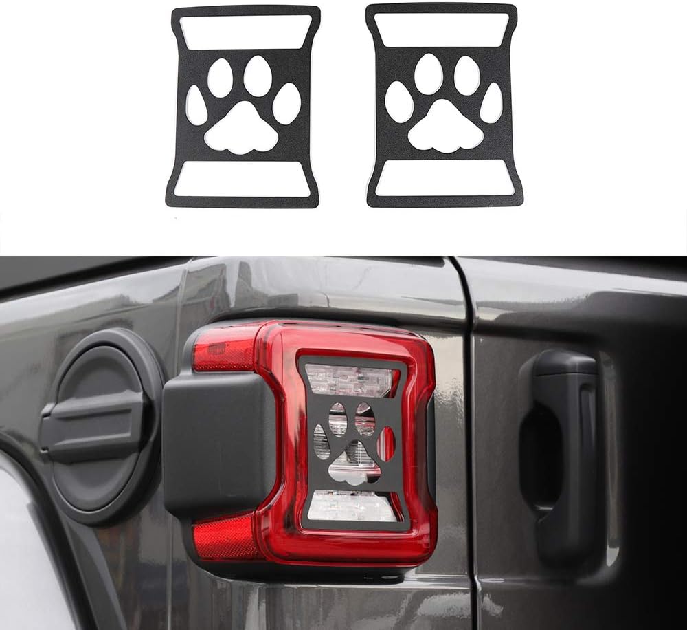 LED Brake Light Covers Rear Tail Light Cover Taillight Guard for Jeep Wrangler 2018 2019 2020 2021 2022 2023 JL JLU Exterior Accessories Pawprint