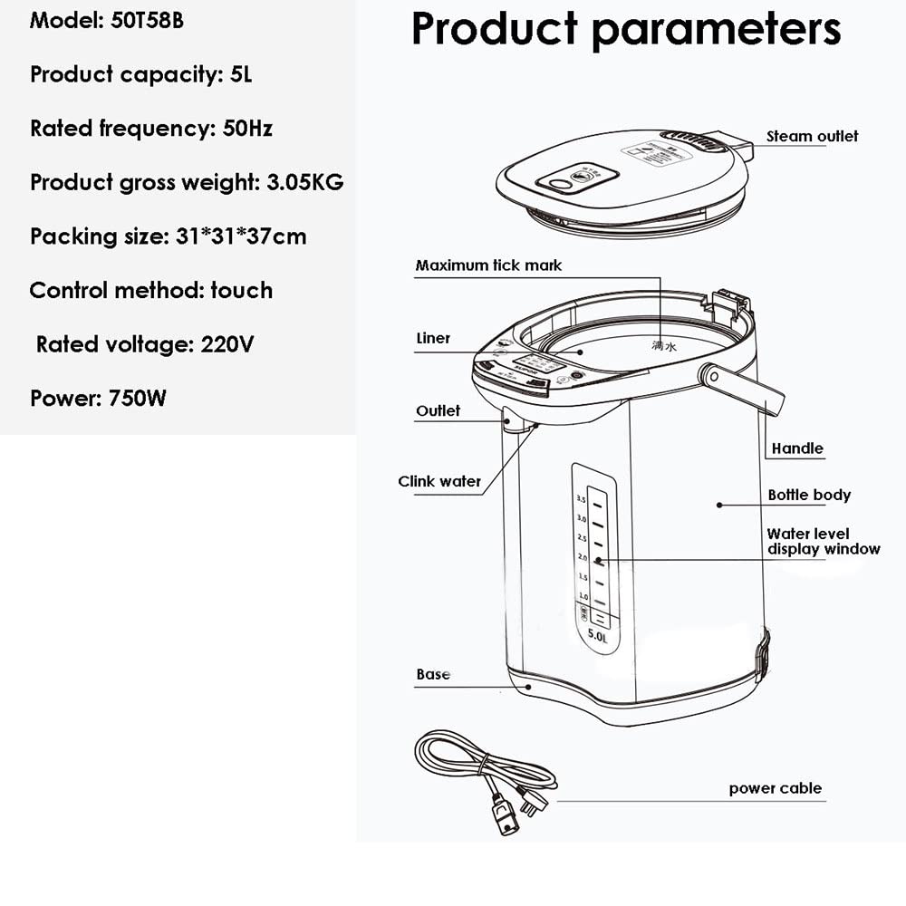 Sofortiger Heißwasserspender 50T58B Home Office Desktop-Wasserkocher 5L Thermostat tragbare Wasserpumpe Schnelle Erwärmung