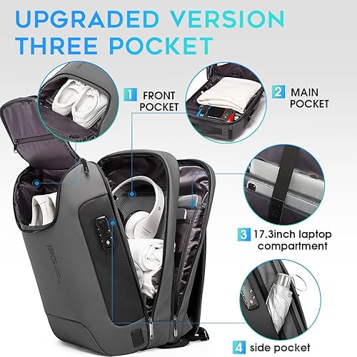 Miniatura 10 de BANGE Mochila antirrobo con puerto de carga USB, mochila de negocios ligera para hombres y mujeres..
