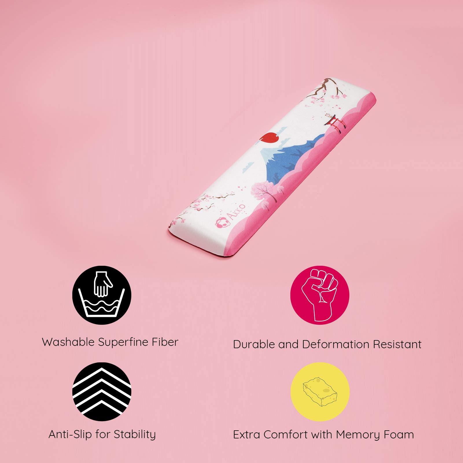 Akko Tokyo Memory Foam Wrist Rest for Keyboard, Ergonomic Wrist Cushion