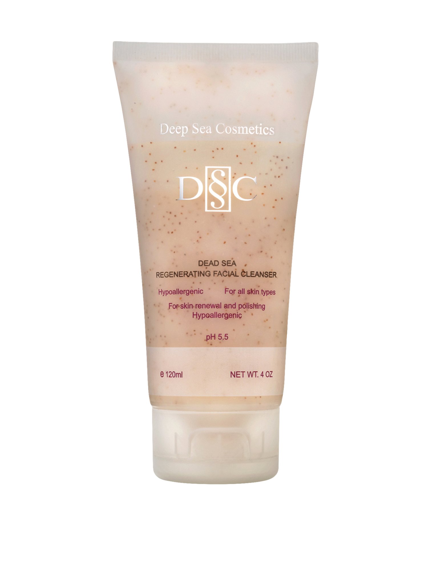 Deep Sea Cosmetics | Dead Sea Regenerating Facial Cleanser | With Dead Sea Water, Minerals and Apricot Peeling Particles | pH 5.5 Balanced, Hypoallergenic - 4.0 Ounces