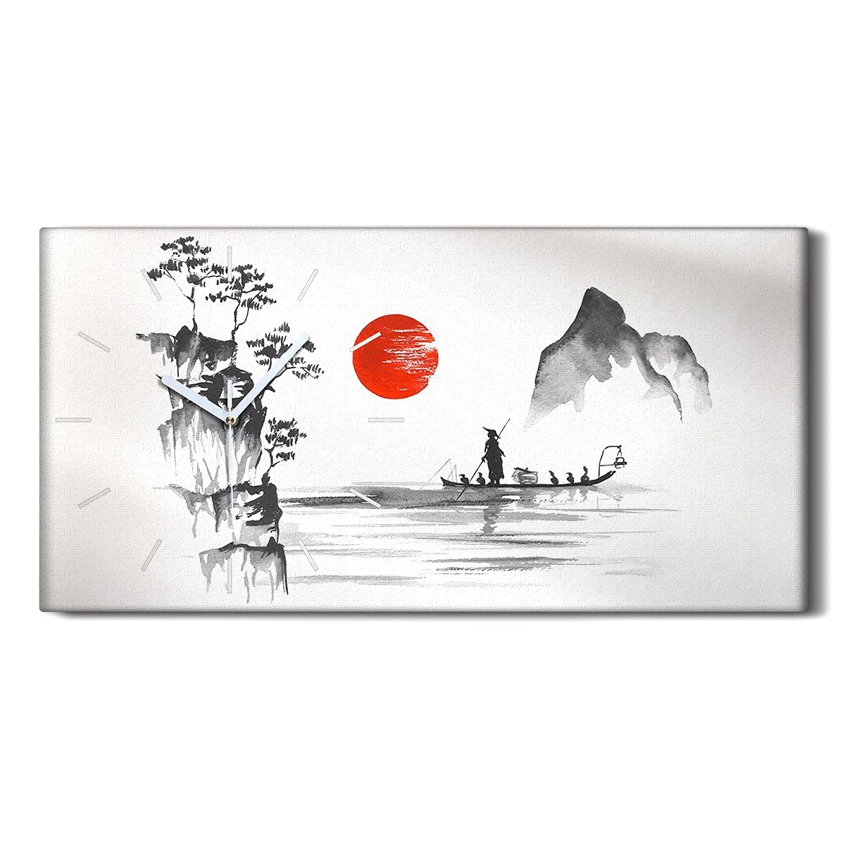 Horloge sur Toile Sans Tic-Tac Coloray Tableau Mural Chambre Peinture Japonaise