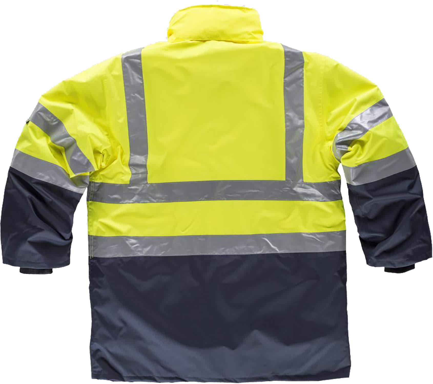 WORKTEAM Parka Convertible 5 en 1 Impermeable Alta Visibilidad, Reversible y Desmontable, con Cintas Reflectantes, Protección Frío y Lluvia. Hombre