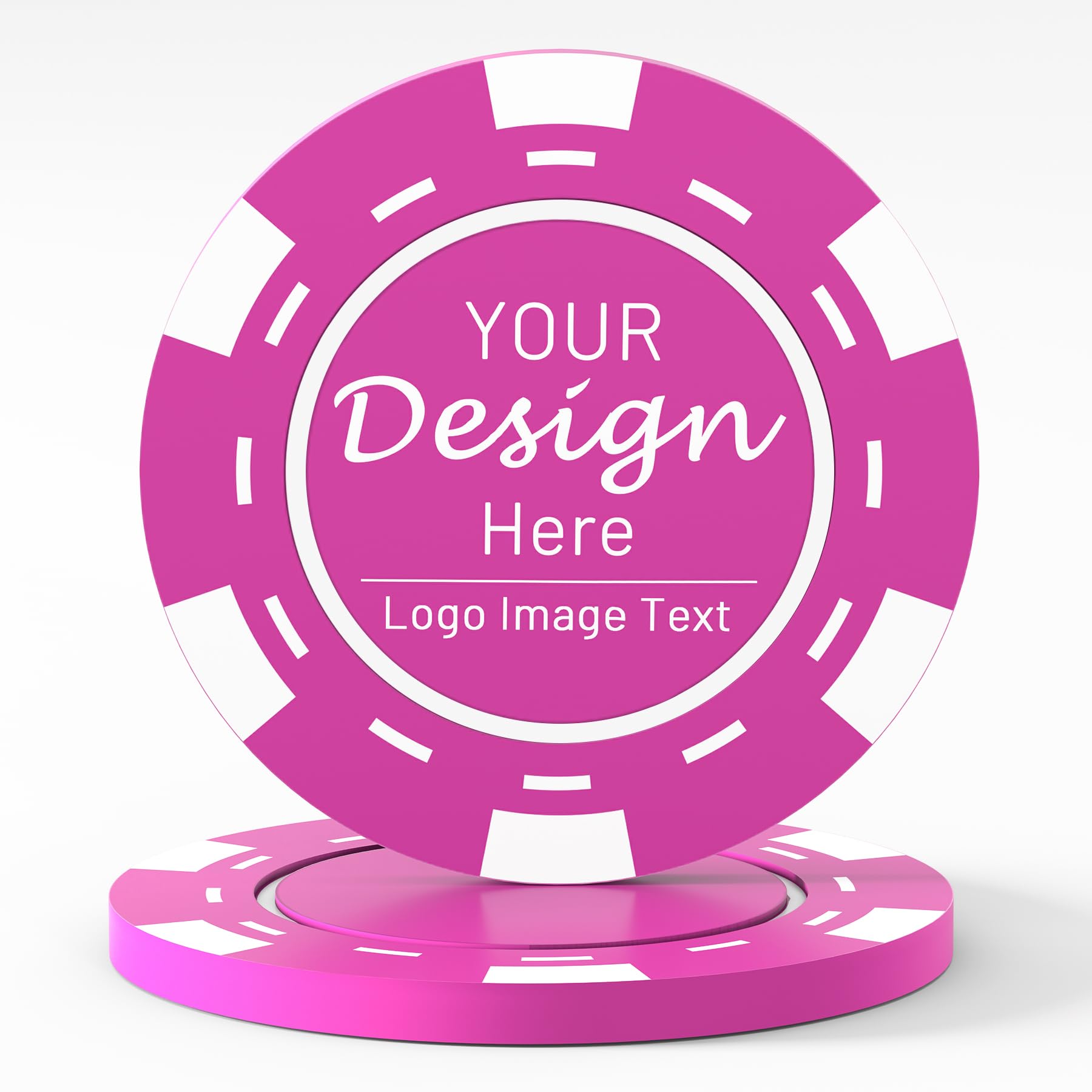 Shueewago 100 Custom Plastic Poker Chips for 9 Colors, Personalized Your Image or Text, Double Sided Full Color Print, Put Design on a Chip for Business Cards, Corporate Events, Drink Token (Rose Red)