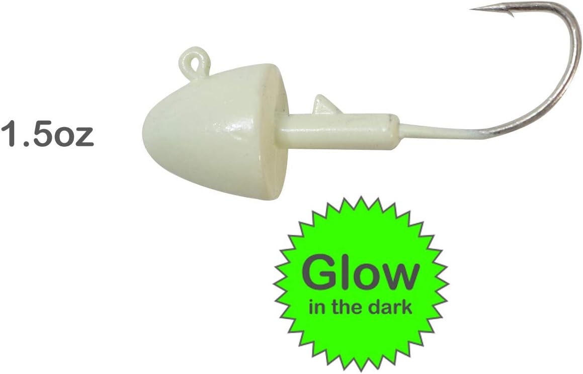 9pcs Fish WOW!® 1.5oz Shad Jighead Bullet Jig Heads - Glow in The Dark