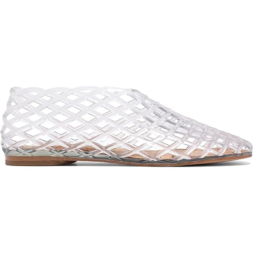 Red Jelly Mesh Ballet Flats for Women Adult Clear Hollow Jelly Sandals Beach Ballerina Jellies Shoes