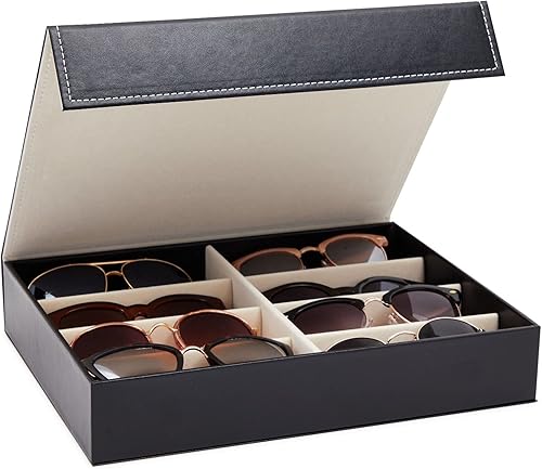 Juvale Organizador de lentes de sol con 8 ranuras para almacenamiento, soporte para anteojos para el hogar, vitrina de múltiples lentes (12.7 x 9.8
