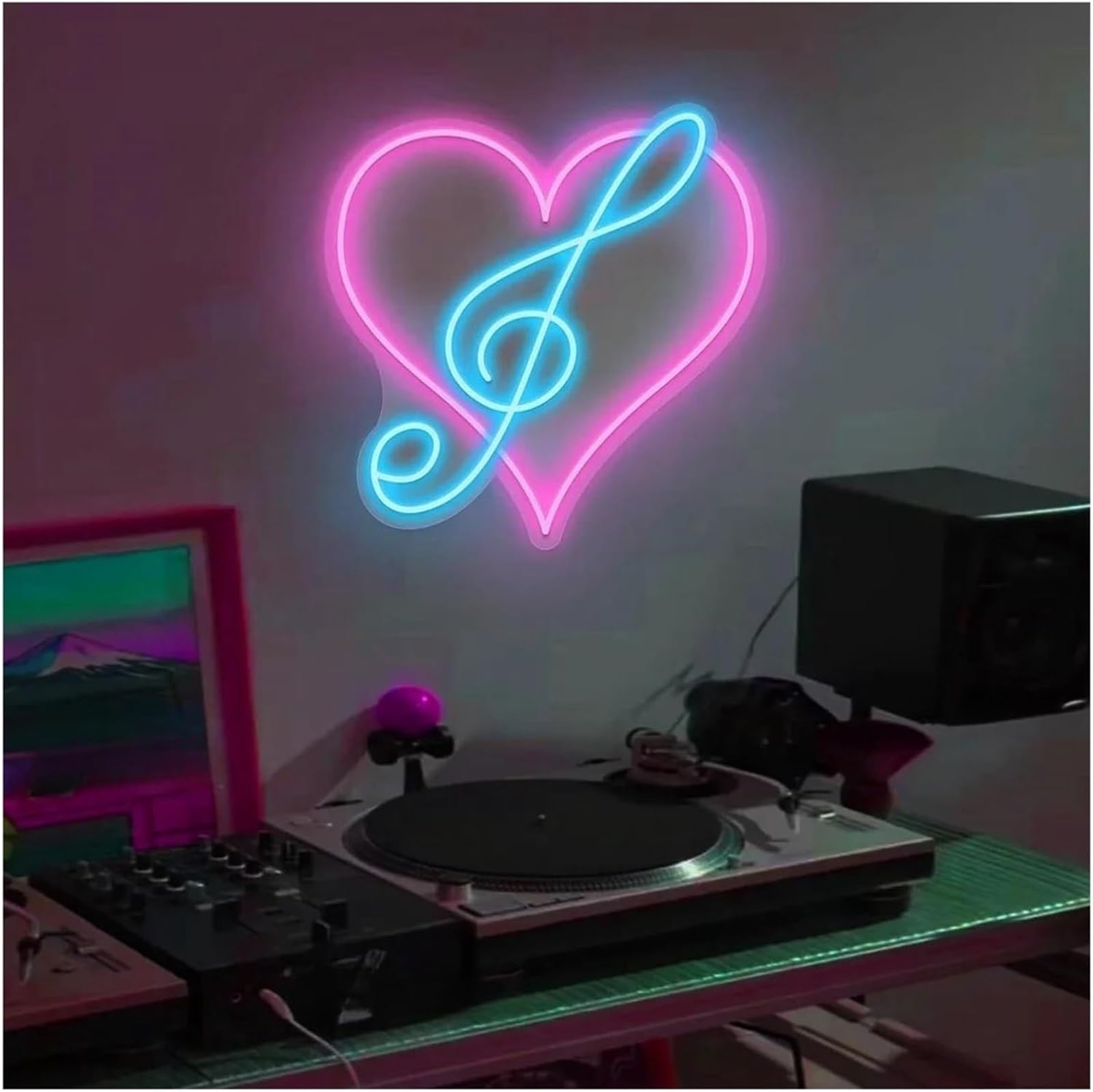 Zynther Neon lamp for neon Lamp Heart Music for Sign for Powered Adjustable Brightness Note for Lights(B)