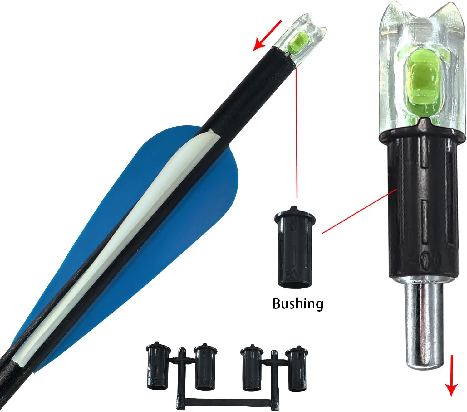 18PCS Lighted Nocks for Crossbow Arrows with .252 .285 .297 .300 .305 Inside Diameter,High Visibility Led Arrow Nocks,Half-Moon Light up Knocks for Archery Hunting.