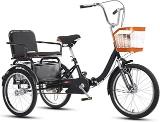 Folding Trikes,Low-Step 3 Wheels Cruiser Bikes for Men,Women,Rear Seat Carry Passenger and Cargo,Dual Brakes,Adult Tricycle with Front Suspension
