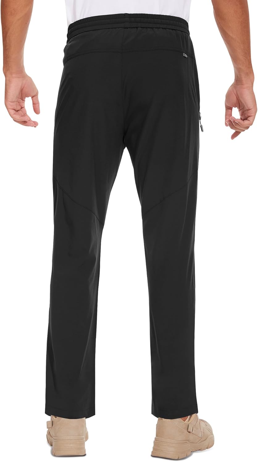 MOURCE Men's Lightweight Travel Pants Breathable Athletic Elastic Waist Casual Pants Quick-Dry Joggers 2 Zipper Pockets - Image 2