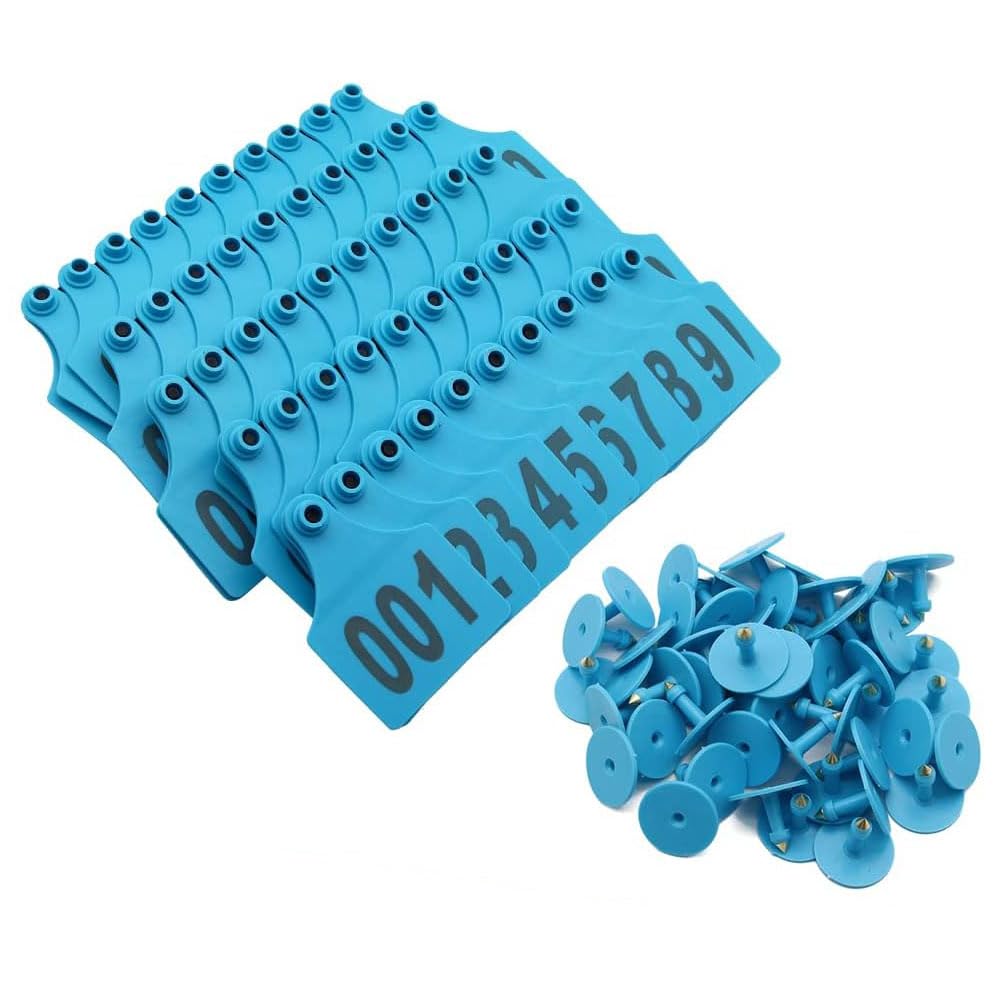 Numerowane kolczyki do bydła, Numerowane Kolczyki Bydlęce 100 Szt. Wielokolorowe, Różne Rozmiary 001-500(Blue,7.5 * 10cm (2.95 * 3.93in) 201-300)