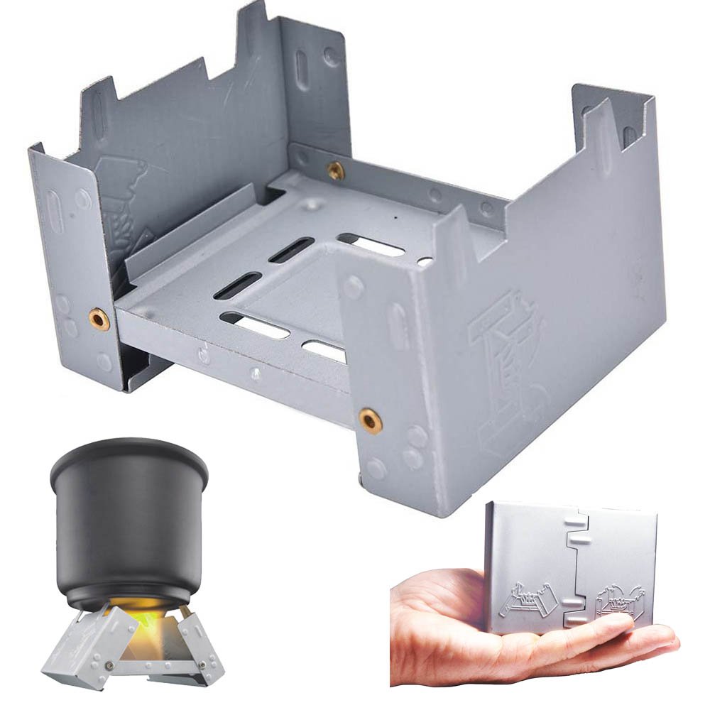 Breezing StyleFolding Mini Pocket Stove & Emergency Portable Ultralight Camp Stoves for Backpacking, Camping, Emergency Prep Fit for Pans,Pots,Cups(not include Alcohol)