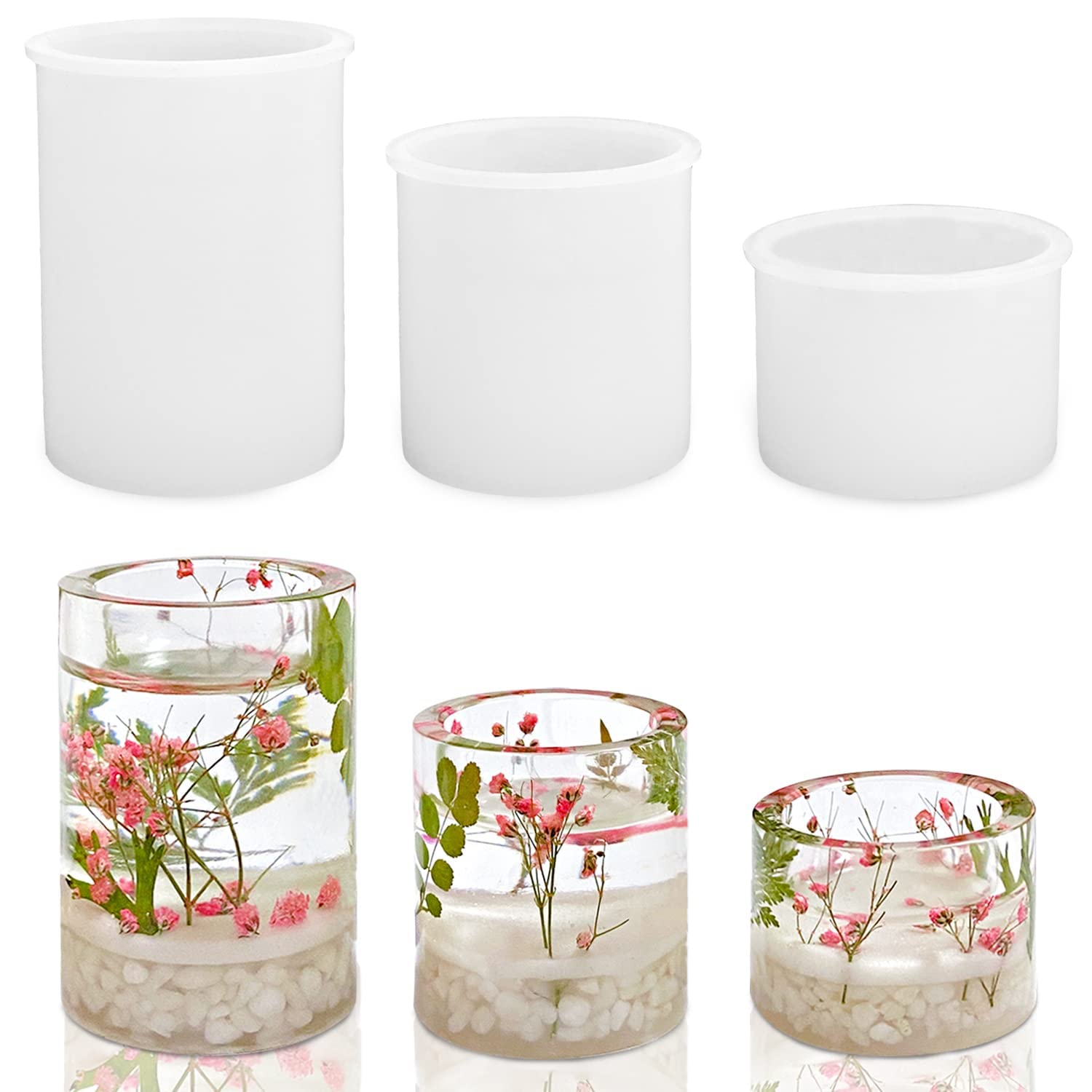 RESINWORLD 3 Size Tealight Candle Holder Mold for Epoxy Resin, Silicone