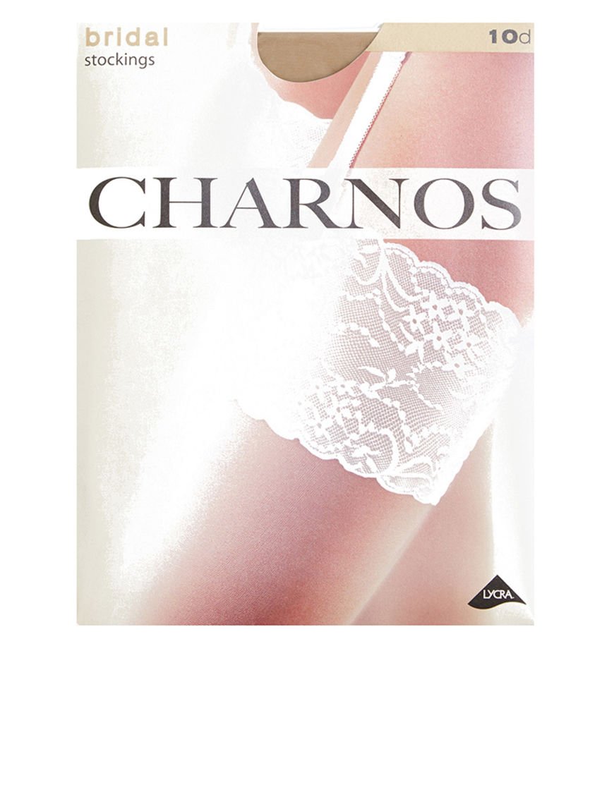 Charnos Women's Beige (Champagne/Ivory) 1Pp 10 Denier Bridal Lace Stockings Matt Fein Plain 10 Den Hold - Up Stockings, Small