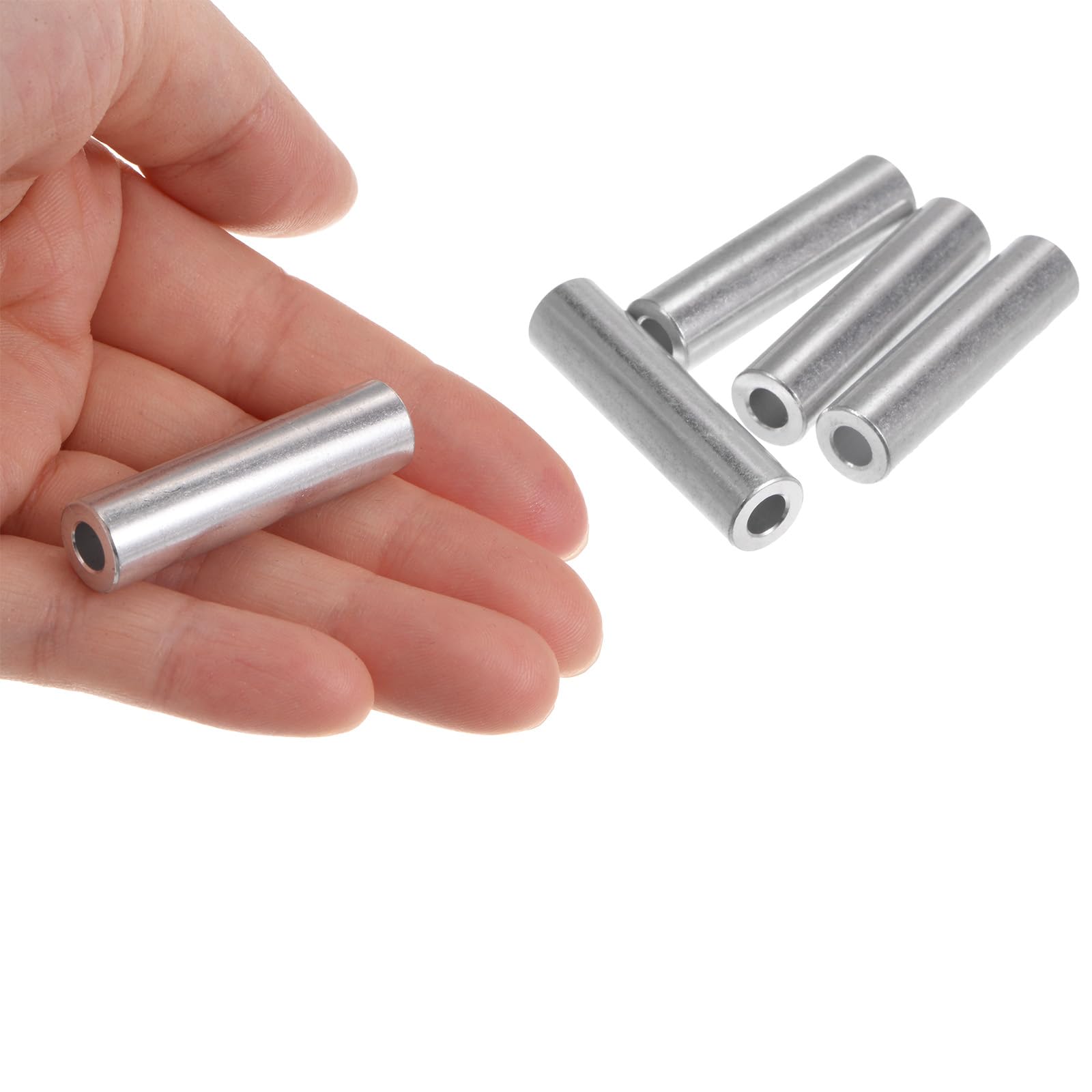 Uxcell 20-Pack Aluminum Spacer – 5mm Bore X 10mm OD X 6mm Length, Plain Finish Round Standoff For M5 Screws And Rods