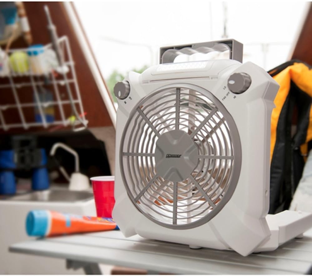Dorcy Combination 2-Speed 20-LED 3-in-1 Fan and Utility Light with Folding Hook and Stand, White (41-3114)