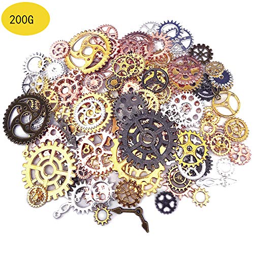 200 Gram Antique Metal Steampunk Gears Charms DIY Pendant Clock Watch Wheel Gear