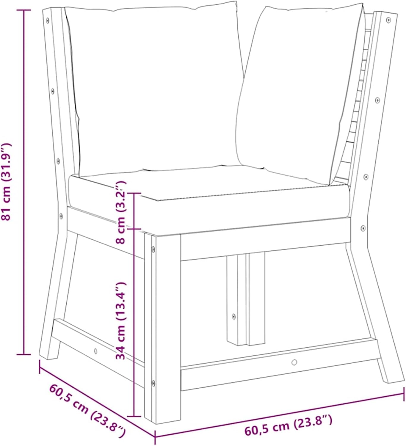 Sectional Corner Sofa with Dark Grey Polyester Cushions and Solid Acacia Wood Frame – Outdoor Patio, Garden, or Deck Lounge Set