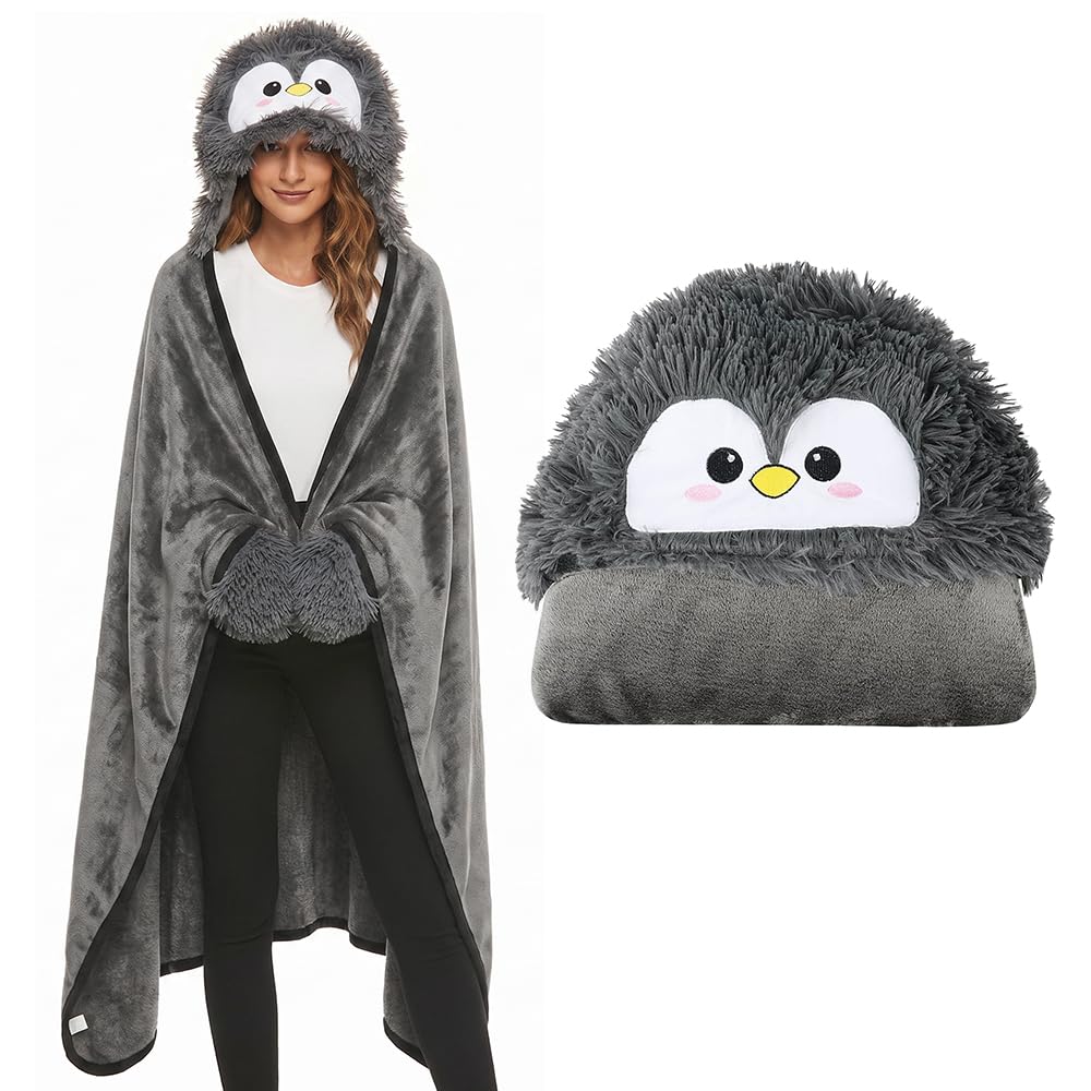 Zogxyc Wearable Hooded Blanket with Sleeves, Gifts for Women, 150x130cm