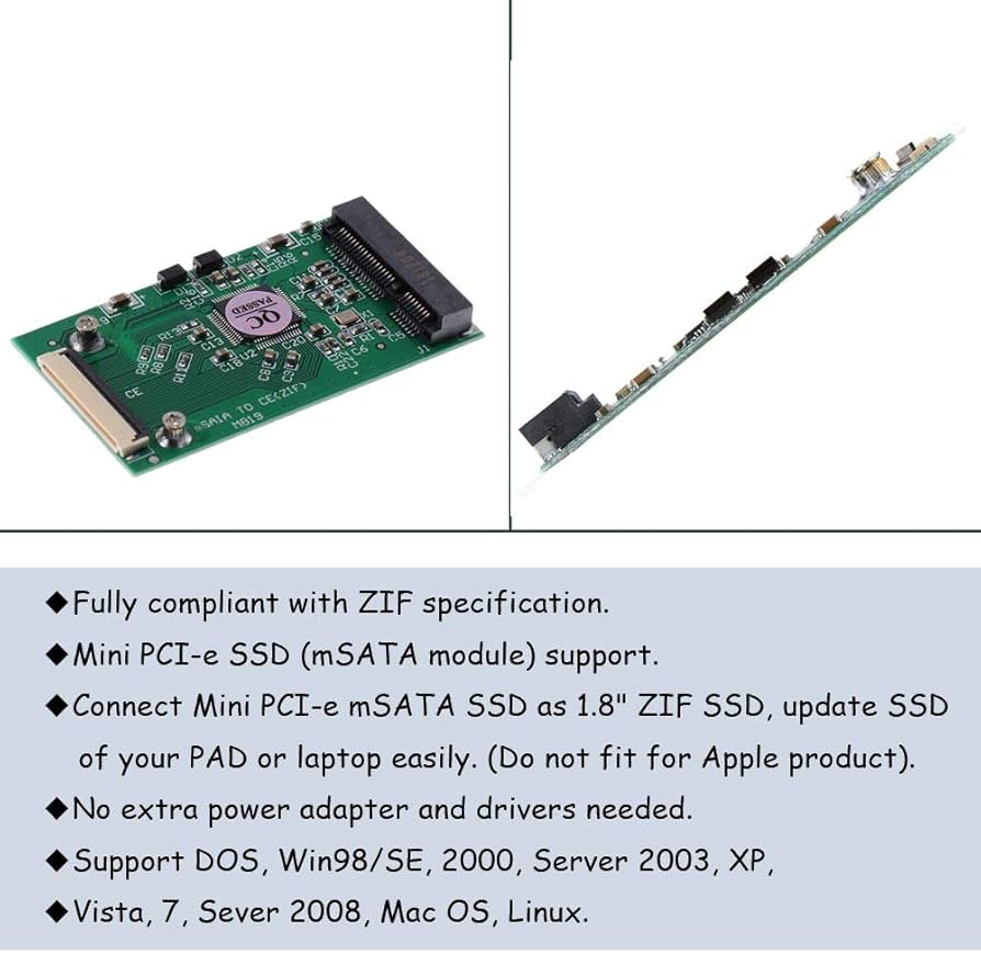 iPod Classic mSATA SSD → ZIF Adapter MSATA SSD to ZIF 40-Pin