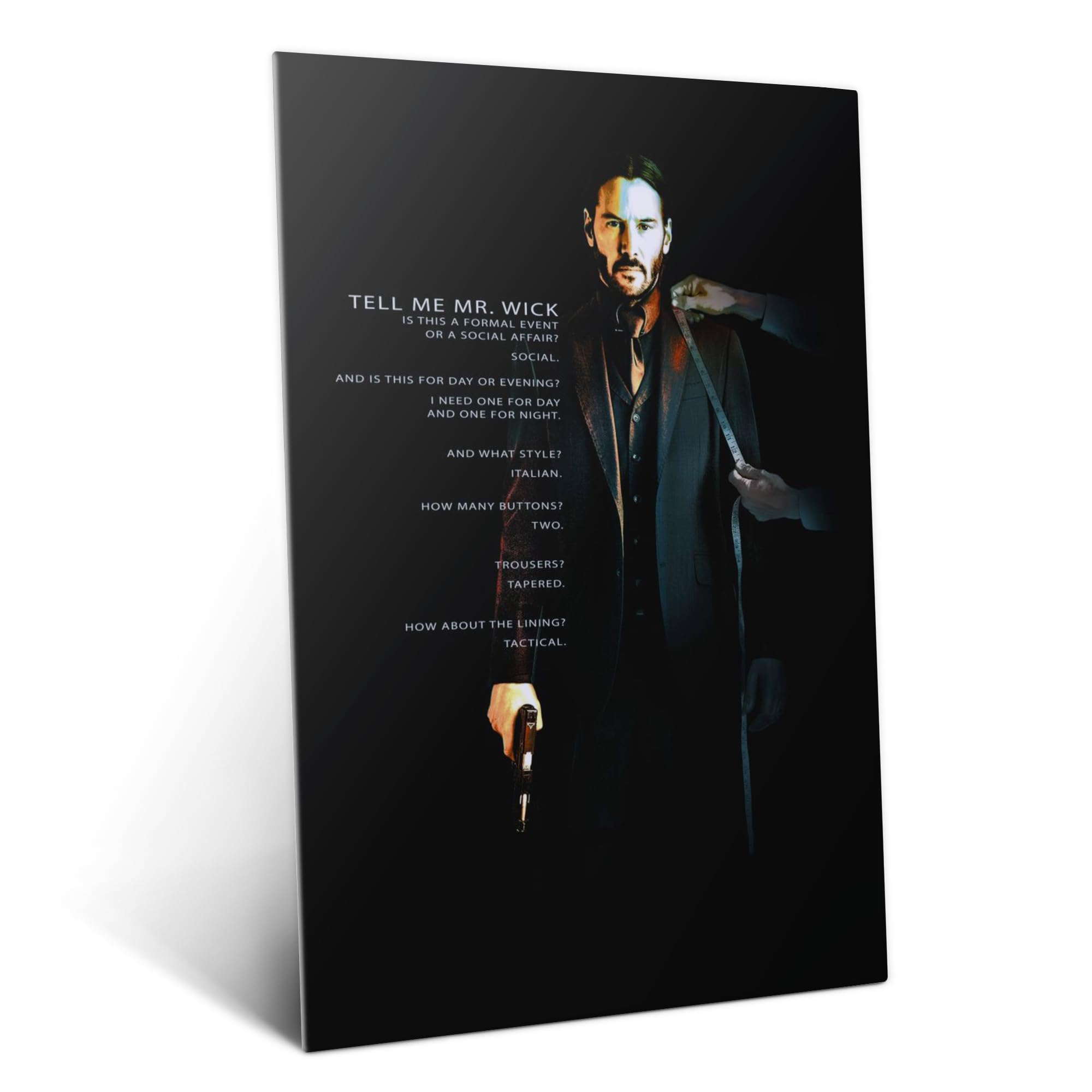 Displate Metal Poster John Wick Tactical Tailoring for Mr. Wick Wandbild M | Magnetische Befestigung Wandposter. Wanddeko, Metall Wandkunst, Wanddekoration im Wohnzimmer in Schlafzimmern & Büros.