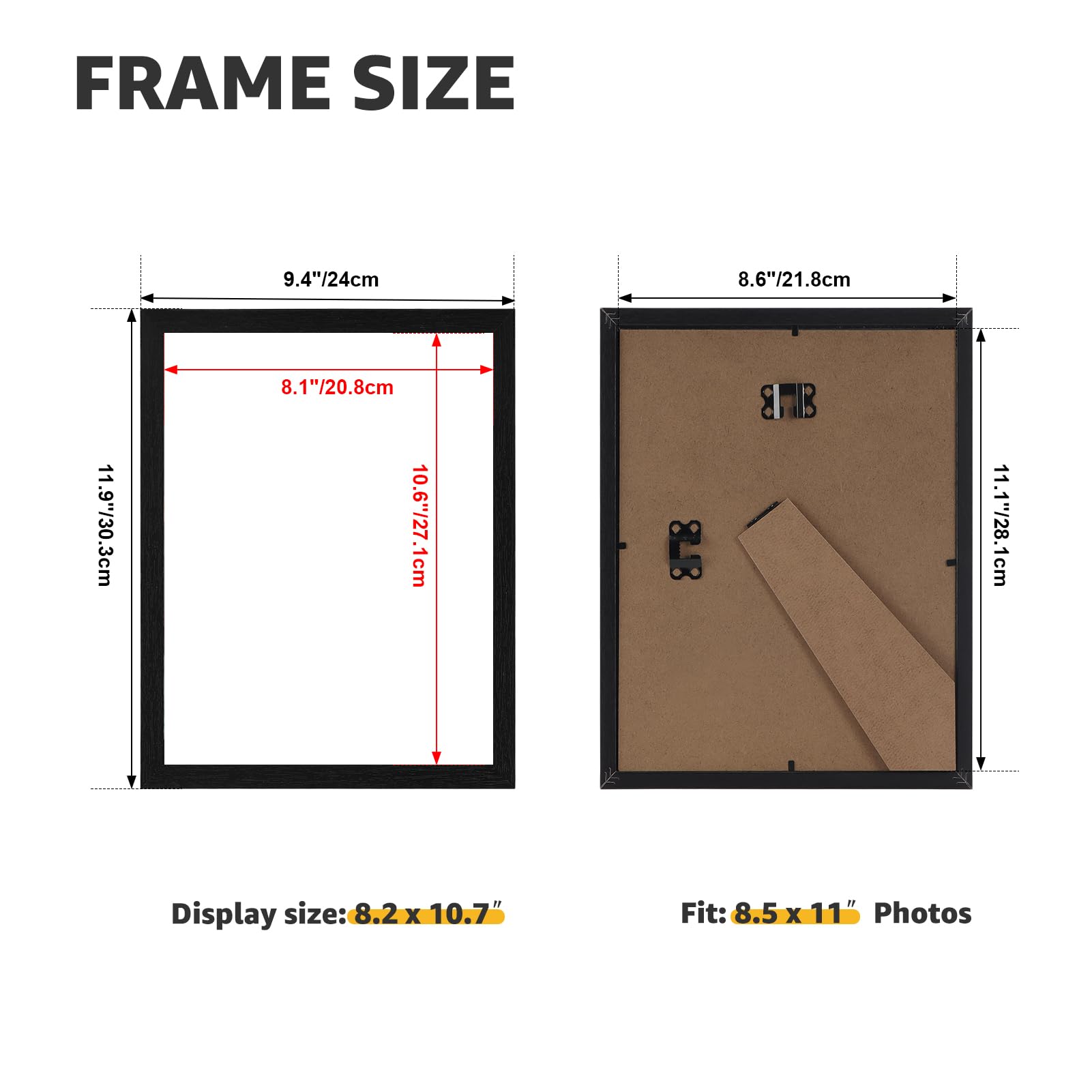 Giftgarden Bilderrahmen, 21,6 x 28,9 cm, schwarzes Holz, 21,6 x 28,9 cm, für Auszeichnungen, Dokumente, Diplome, Wand oder Tischplatte, 15 Stück