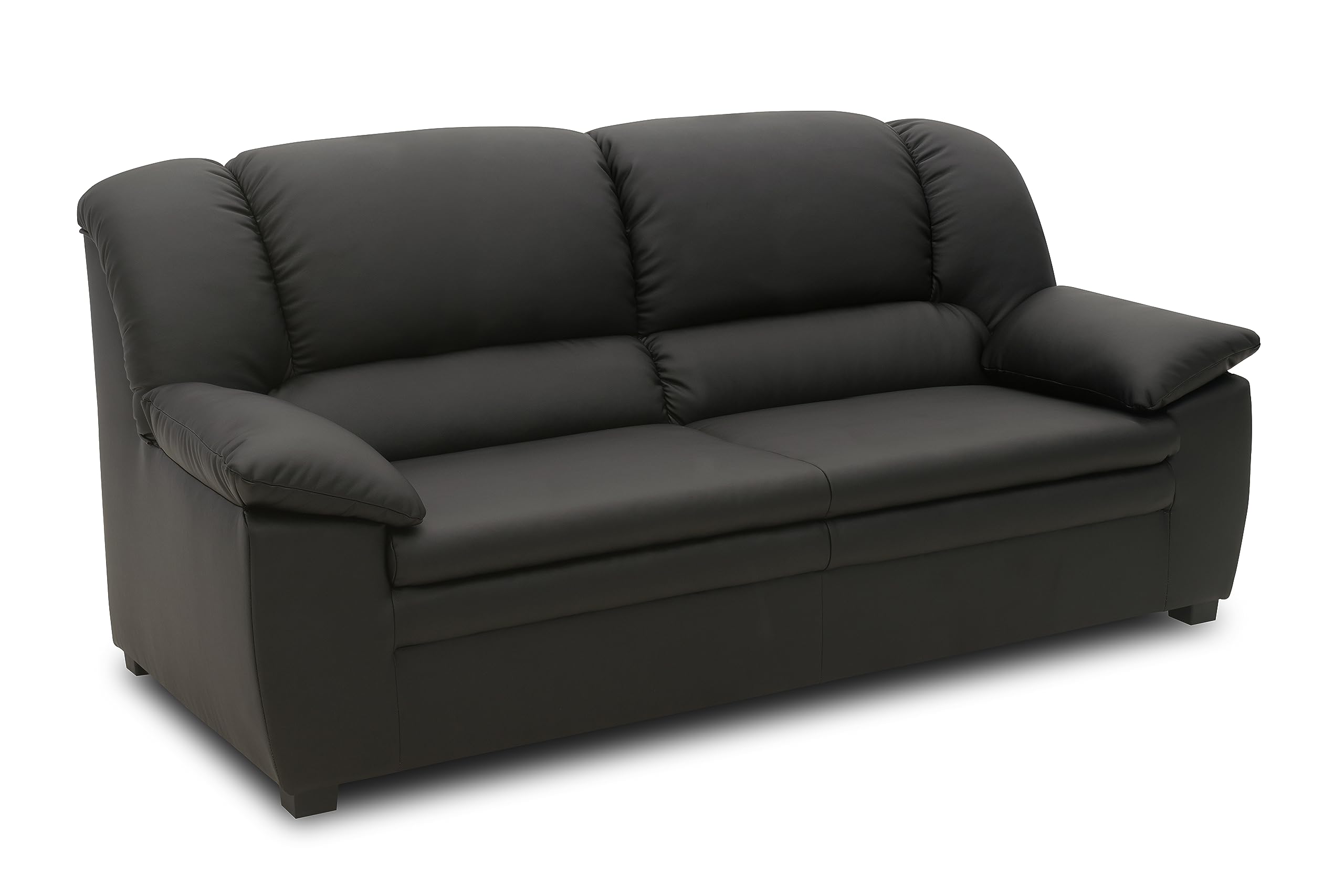 DOMO. collection Sofa Ambato, Leder-Optik, Schwarz | 3 Sitzer mit klassischem Design, elegante Couch in Leder-Optik aus Kunstleder, 219 x 92 x 88 cm (BxTxH)