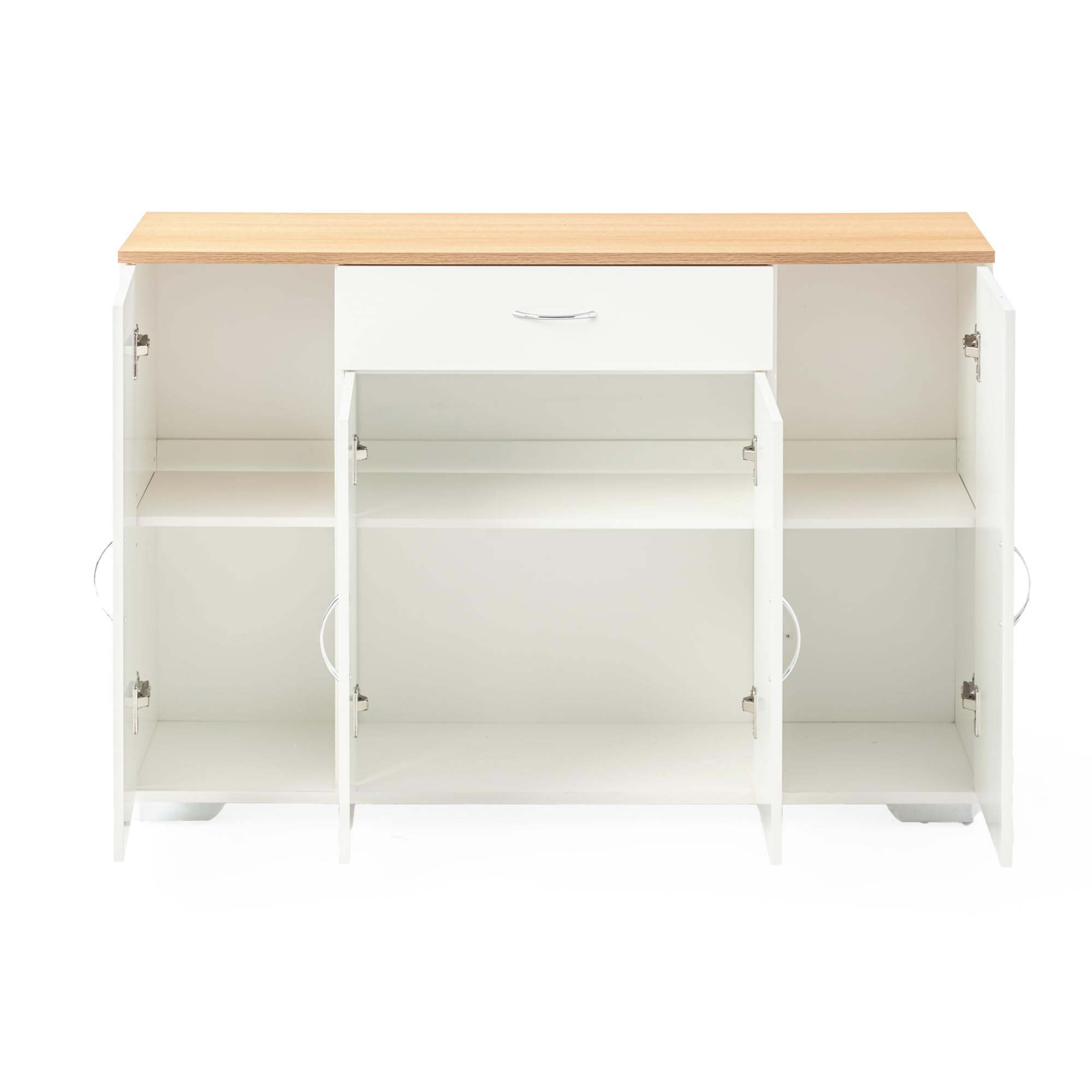 FurnitureR Armadietto bianco, stile moderno, materiale MDF, compatto e funzionale, con tre ante e un cassetto