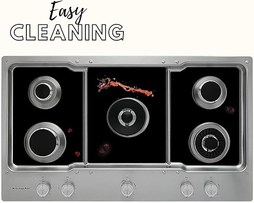 Miniatura 6 de Protectores de estufa Premium Plus para estufa de gas Frigidaire modelo FPGC3677RS, corte personalizado, revestimiento de estufa fácil de limpiar,