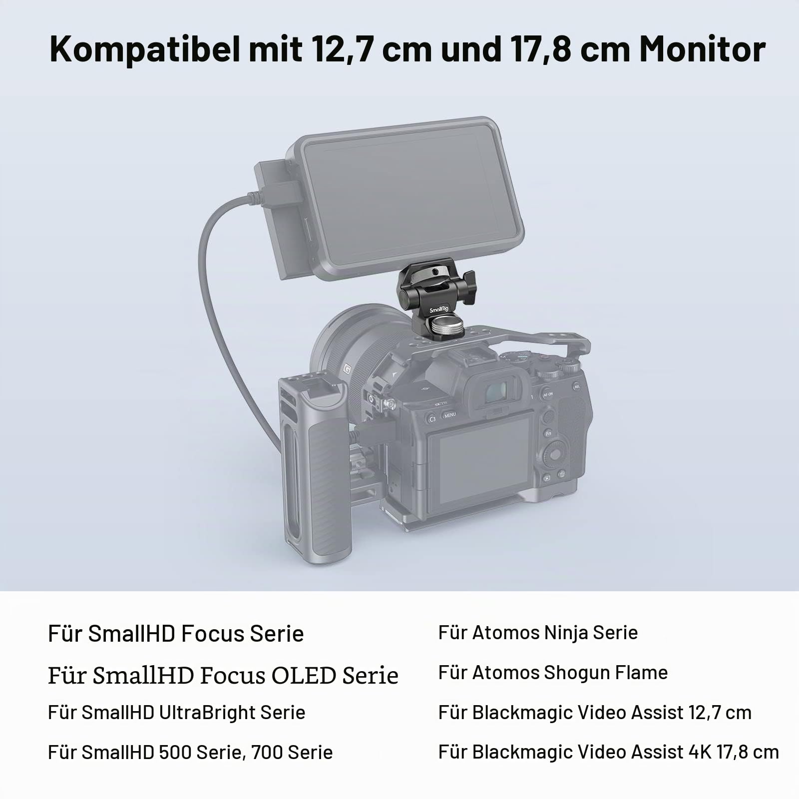 SMALLRIG Kamera Monitor Mount 3/8'' Schraube ARRI-Style 360° schwenkbar 180° neigbar Monitorhalter Rändelschraube Spannung Anti-Twist-Design 2903B