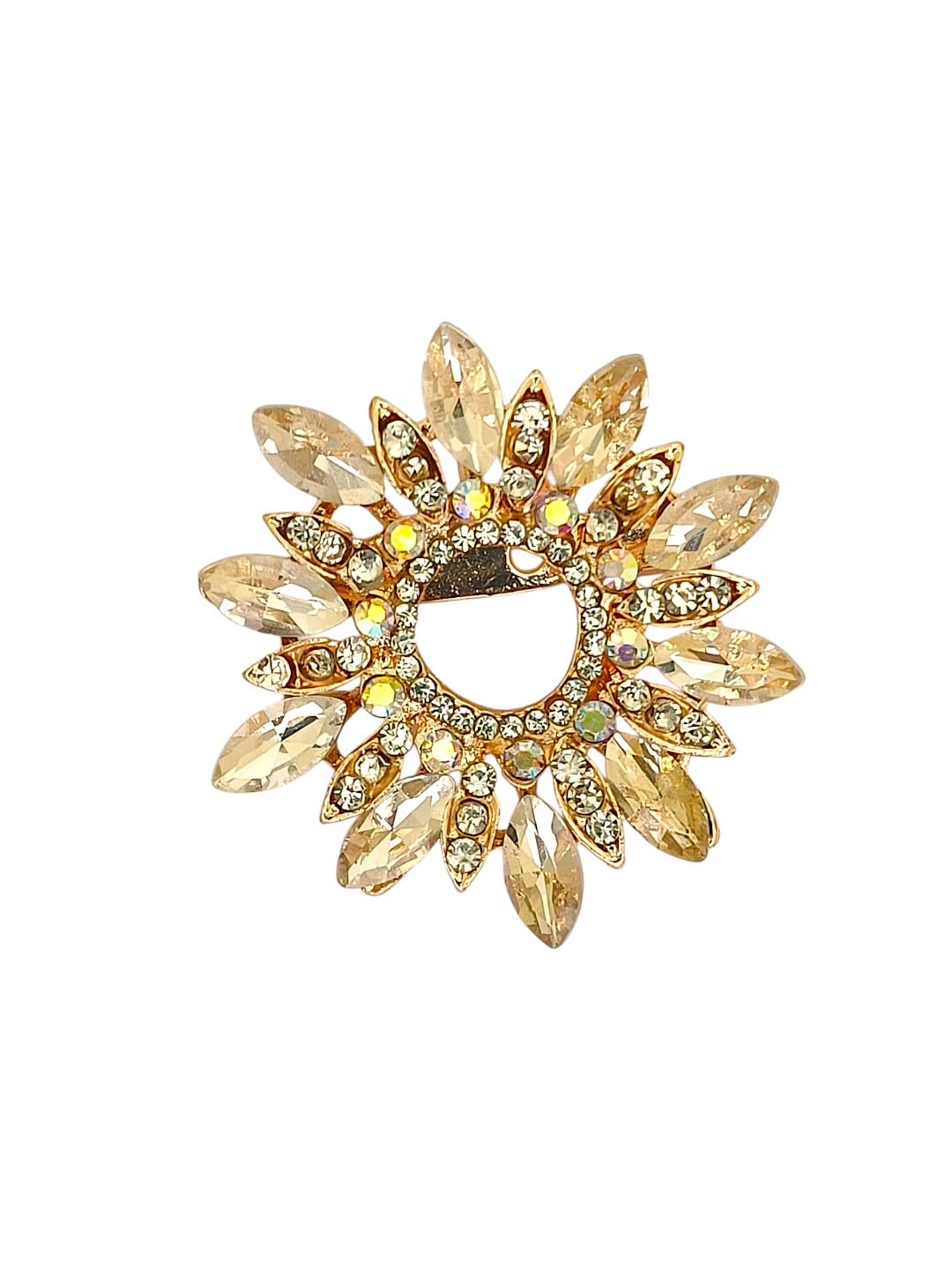 Rose Gold Plated Crystal CZ Wreath Saree Pin For Women and Girls-image-30