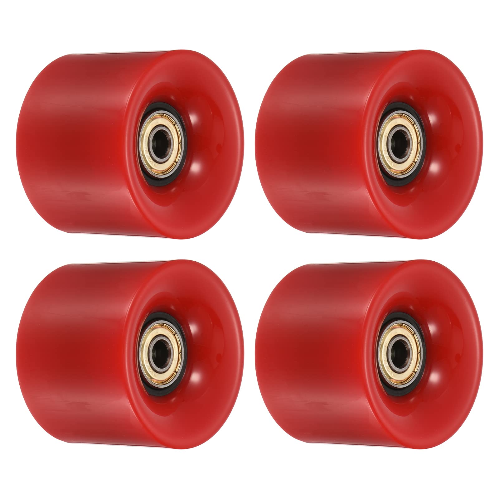 PATIKIL 60mm Longboard Ruedas con Rodamientos ABEC-11, 4 Paquetes Calle Ruedas para Patinetas Crucero Ruedas Repuesto 80A, Rojo Dorado