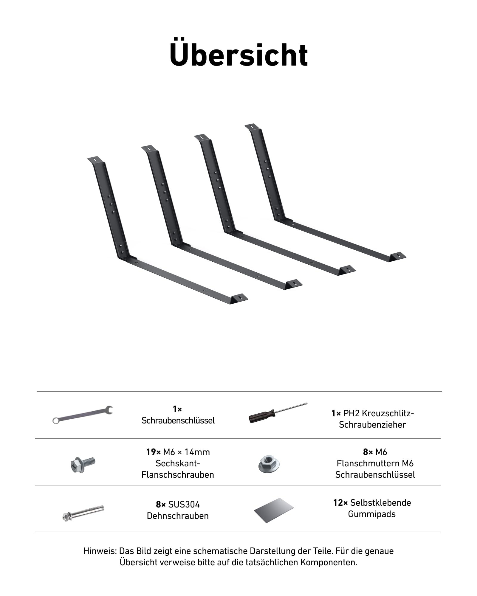 Anker SOLIX Solarmodulhalterung für Flachdach und Garten, 2er-Pack, Solarpanel-Halterung, Für Flachdach Garten Terrasse Boden, Einfache Installation, Anti-Rutsch-Design, 20° Neigungswinkel, in Schwarz