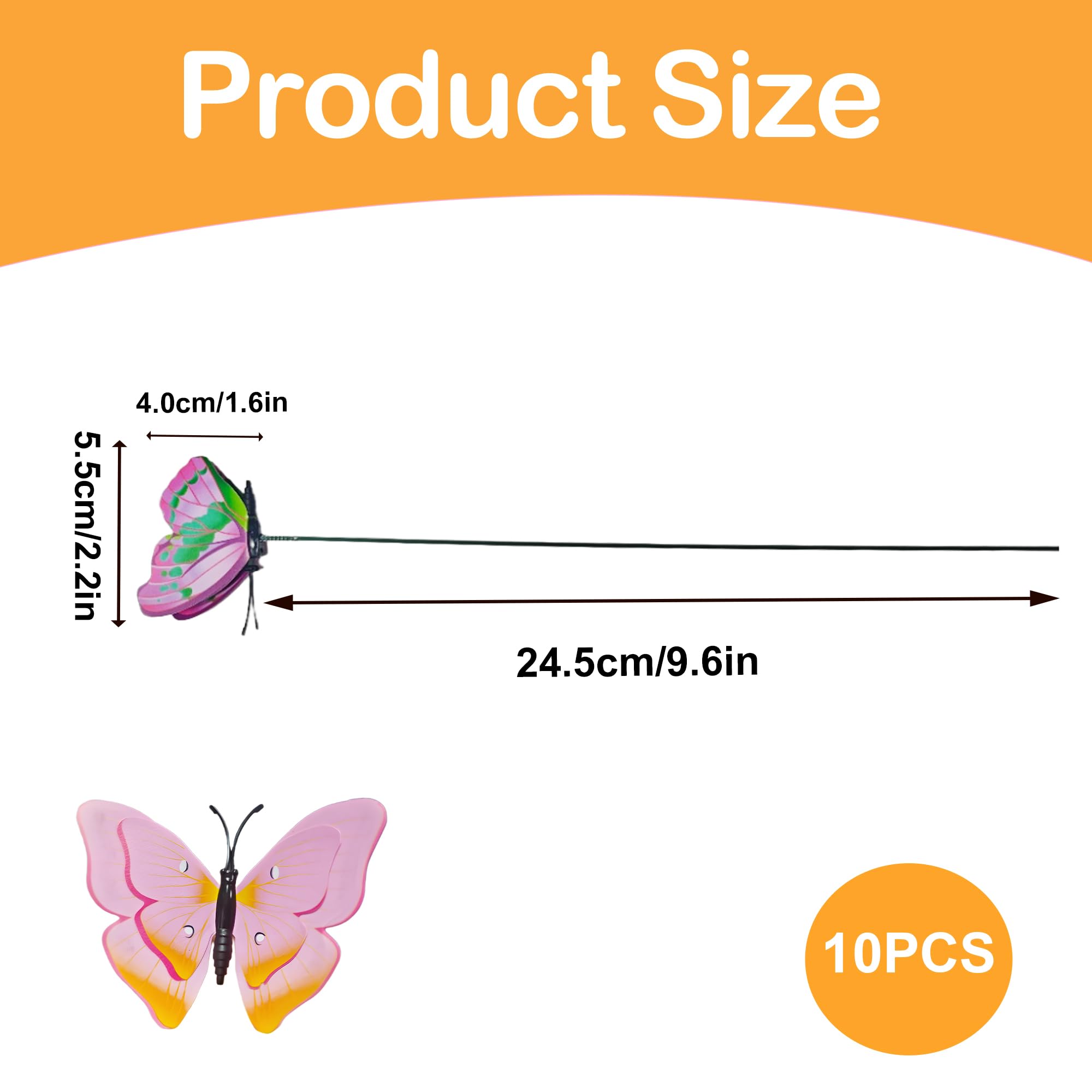 QACUU 10pcs Pink Butterfly Stakes, Garden Ornaments Outdoor for Flower Pots Plants and Yard - Image 4