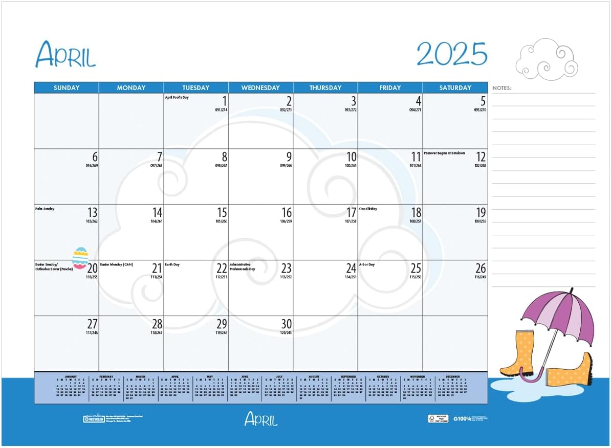 2025 House of Doolittle Seasonal Holiday Depictions 18.5-inch x 13-inch Monthly Desk Pad Calendar (1396-25)