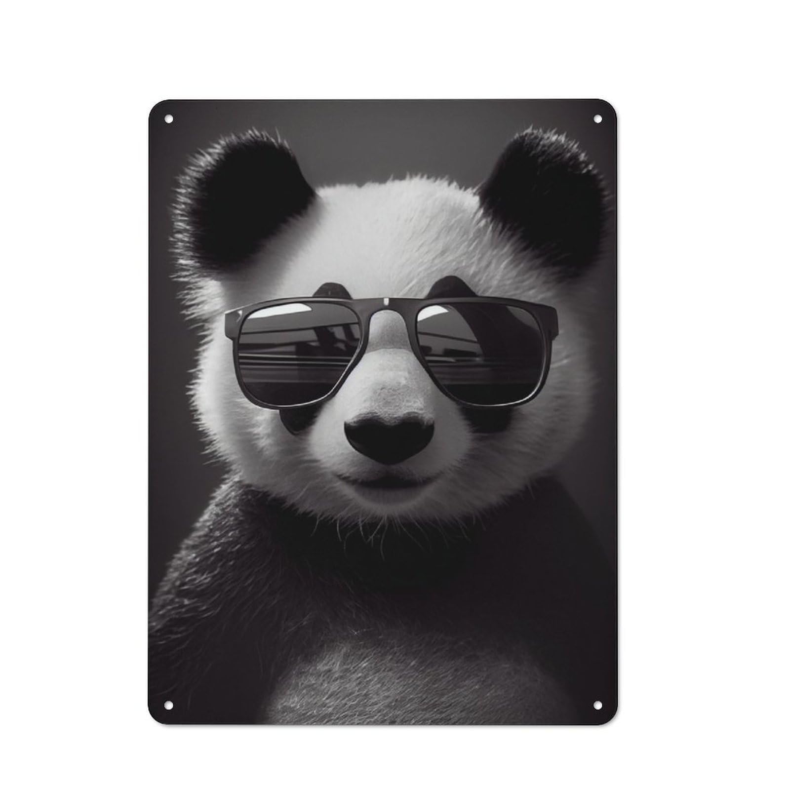 Junmoney Panda Sunglasses Metal Plaque 40X30cm With For Garage Wall, Rustic Decor, For Winter Interiors And Metal Sign Collectors