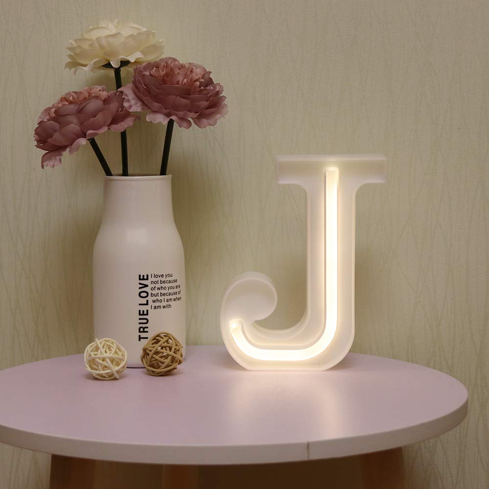 GUOCHENG LED Neon Letter Lights Alphabet Light Up Letter Sign Battery&USB Power Marquee Neon Letter Lights for Christmas Wedding Home Party Decoration J