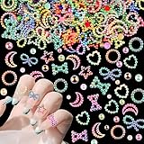 editTime 100pcs 3D Nail Art Charms Kits Acrylic Resin Camellia Daisy Rose Flower Butterfly Bow Moon