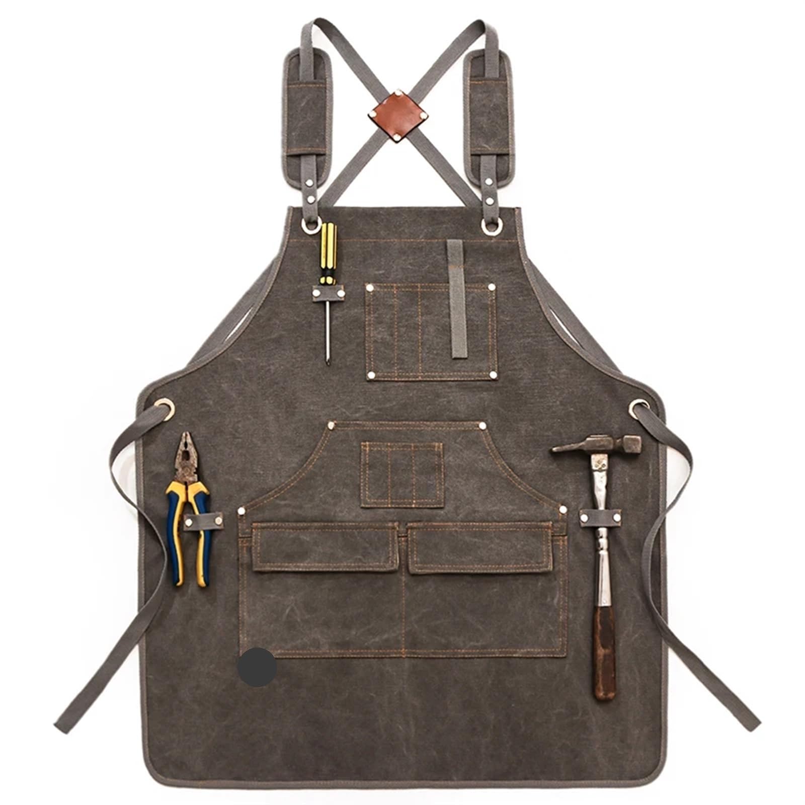Moda tela di cotone da cucina unisex cucina barista grembiule for donna uomo chef in pelle cameriere bar caffetteria barbecue parrucchiere uniforme(Super Thick canvas-01)