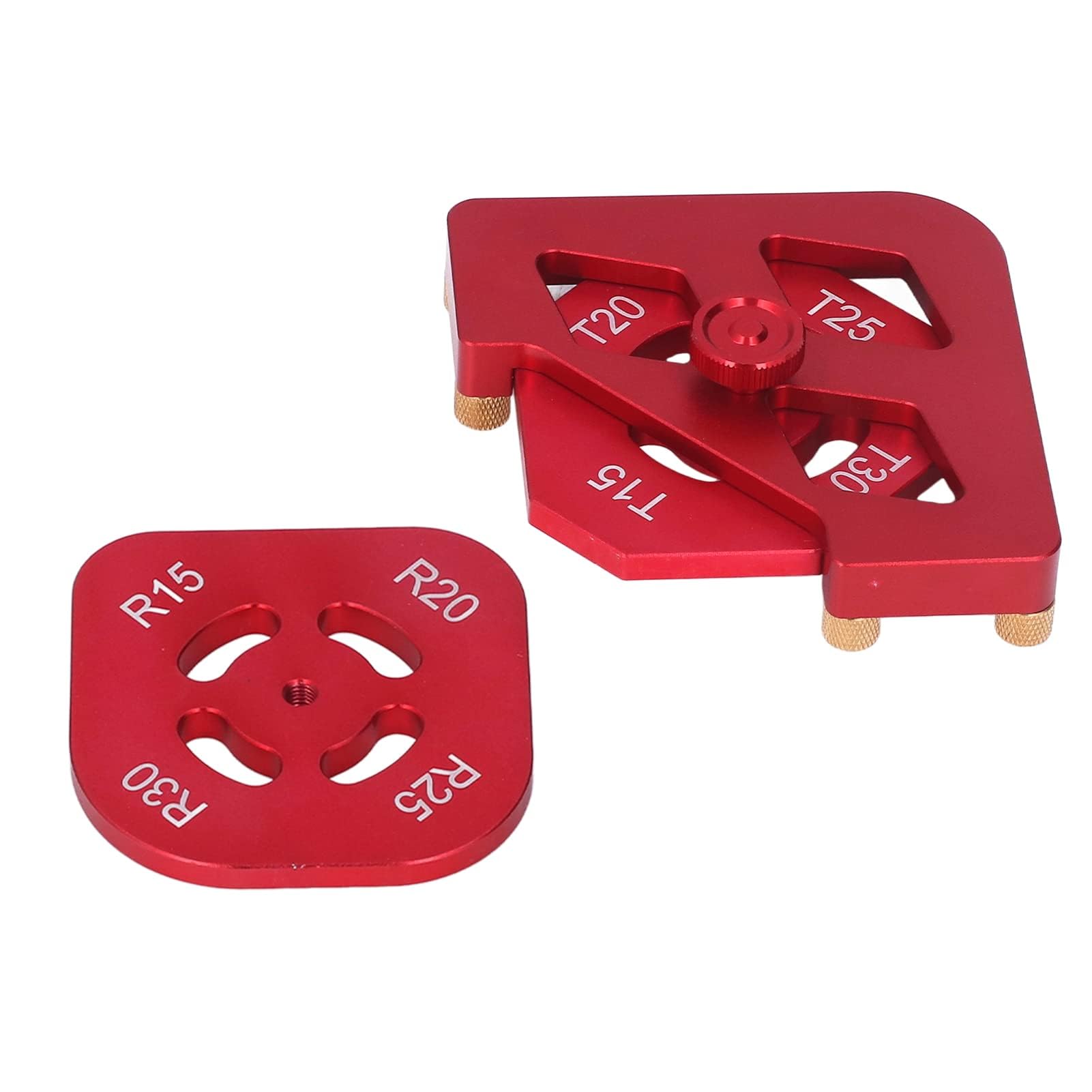 Aluminiumlegierungs-Router-Schablonenset für Holzbearbeitung, Rundwinkel-Radiusschablone-Werkzeugsatz, Schnellwechsel-Schablonen für Bilderrahmen, Tische, Möbelbau, inklusive R15 R30, T15