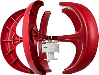 DIY Vertical Axis Wind Turbine Kit, 12V Three-Phase Permanent Magnet Generator, Micro Wind Power Model for Science Experiments & Teaching, Red Wind Generator