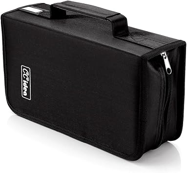 CCidea CD Case DVD Storage Holder, 128 Capacity DVD Cases Organizer CD Plastic Protective Carrying Binder,Portable Cd Wallet for Home Travel (Black)