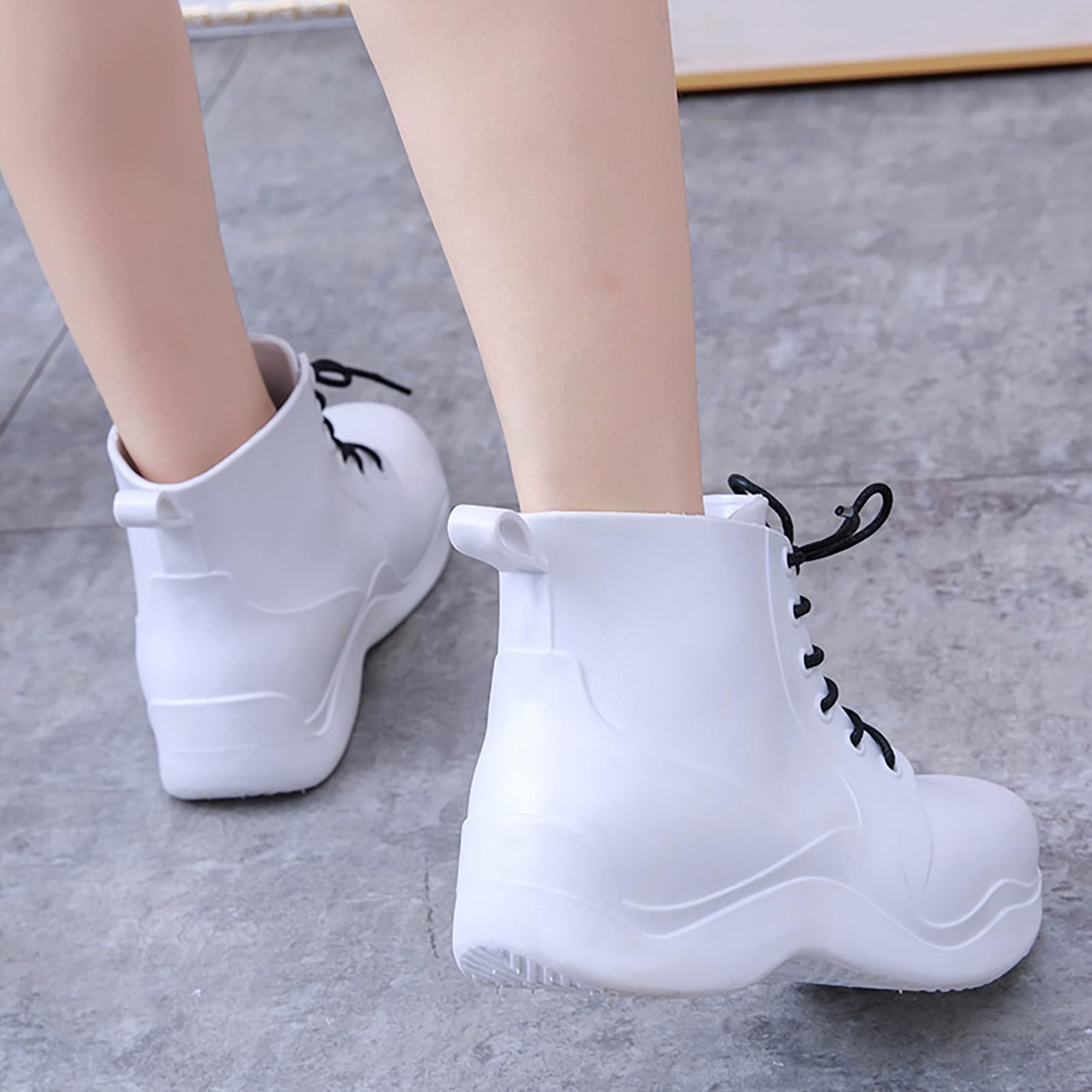 Botas de goma para mujer, con cordones, botas de lluvia, botines de goma, impermeables, antideslizantes, para jardín, botas de lluvia, botas de lluvia, botines de lluvia
