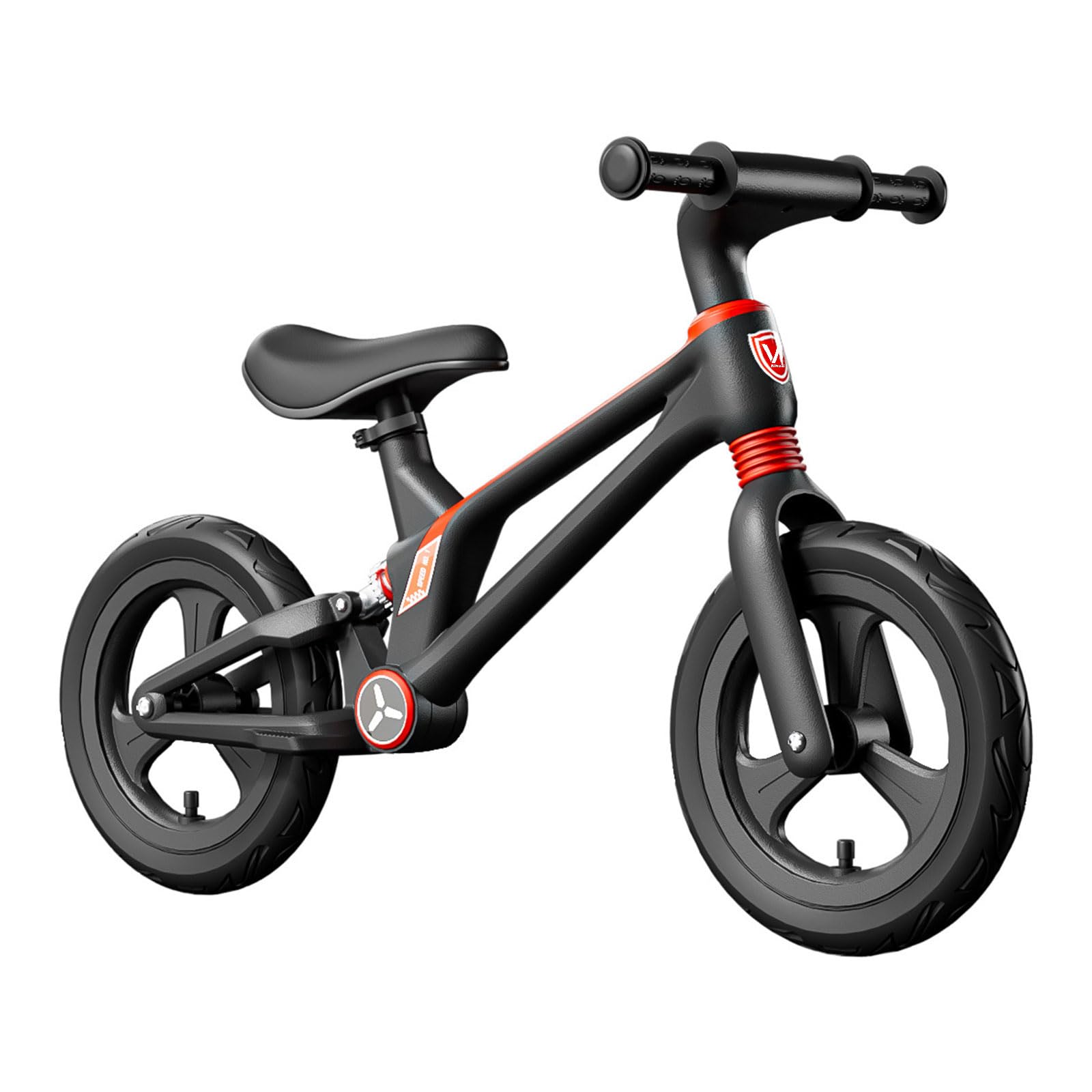 WLOSDMW 12”No Pedals Balance Bicycle, for Kids 2 to 6 Years,High Elastic Shock Absorber,Adjustable Height,High Performance Tires,Can be Easily Installed Without Tools Black