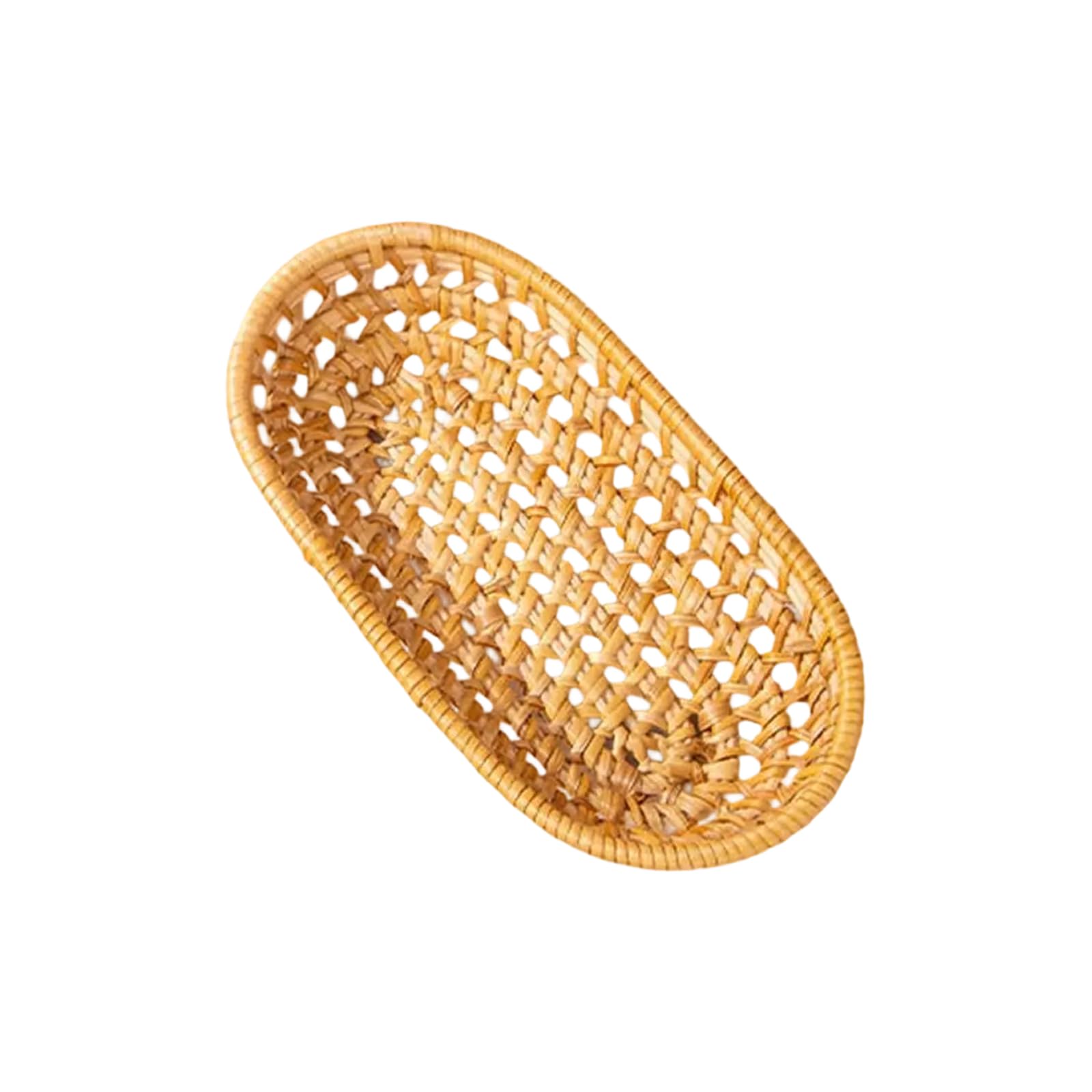 Desktop Fruit Storage Container Elegant Snacks Serving Plate Hand Woven Rattan Basket for Kitchen and Table Decoration Portable Storage Plate