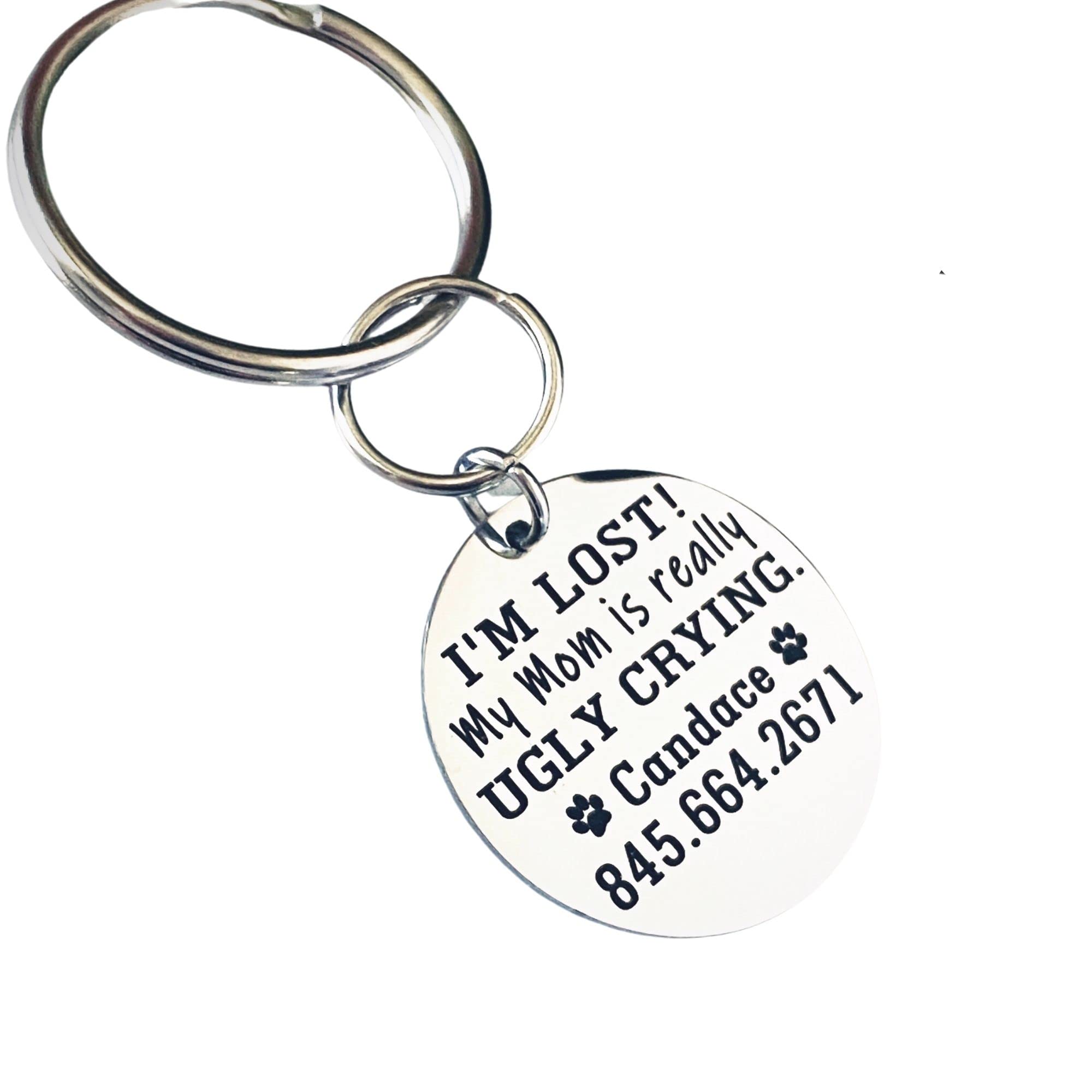 Stainless Steel Round Pet ID Tag, Personalized Funny Dog or Cat ID Tag,