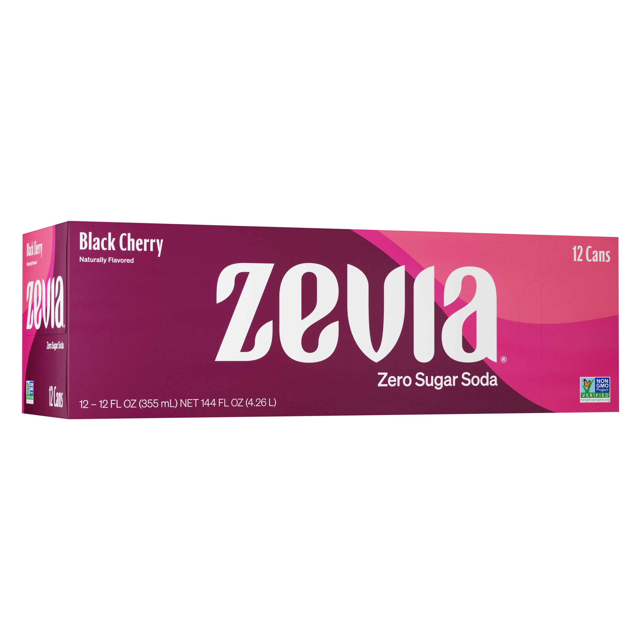ZeviaZero Sugar Soda, Black Cherry, 12 Ounce Cans (Pack of 12)
