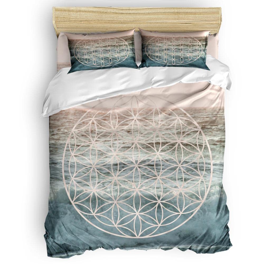 グ*ラ様 花柄 羽毛布団 カバー付き　未使用 Amazon｜3ピース羽毛布団カバーセットマンダラフラワーオブ